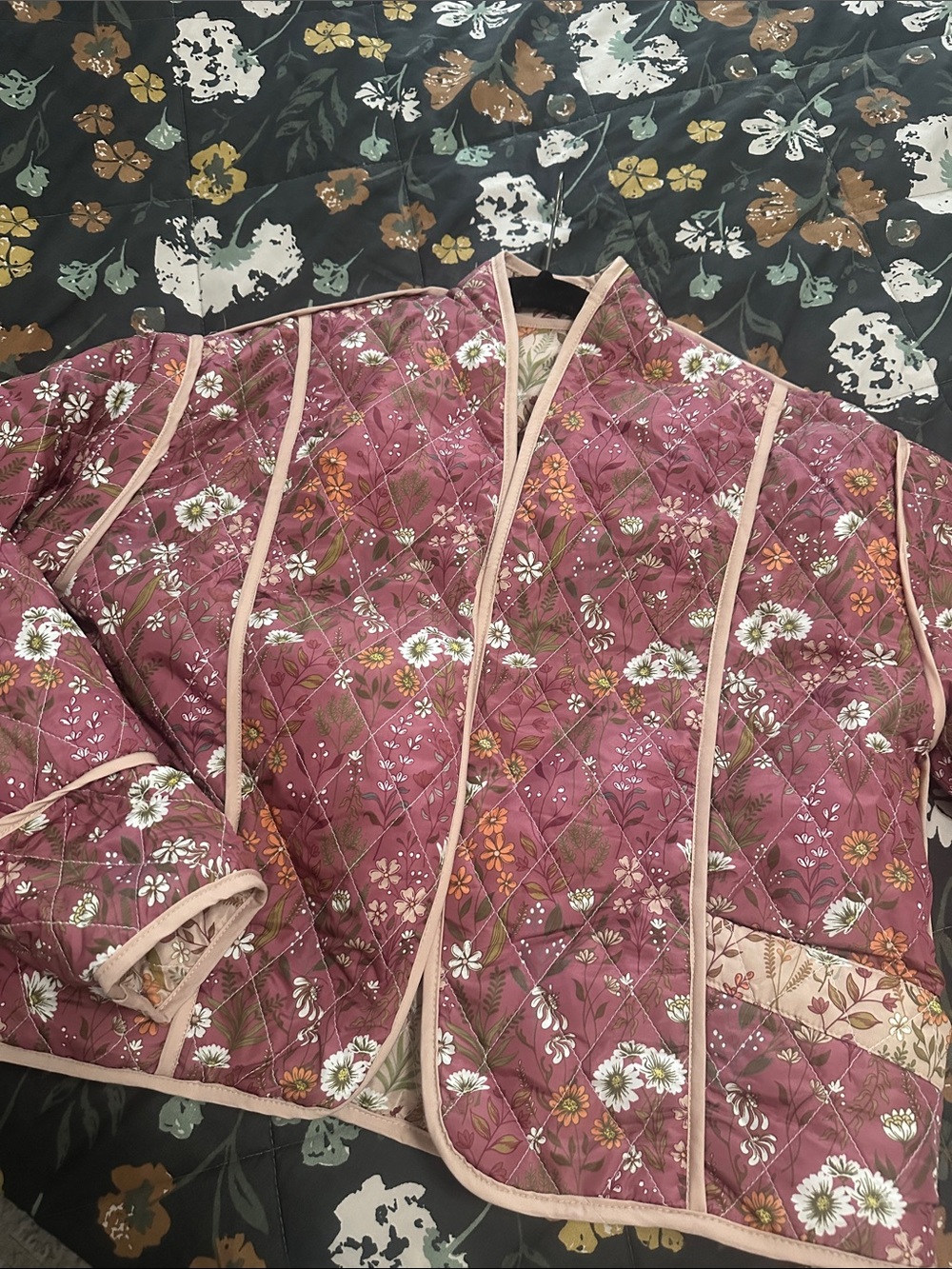 Quilted Floral reversibal lightweight Jacket - Pink - Picture 8 of 8